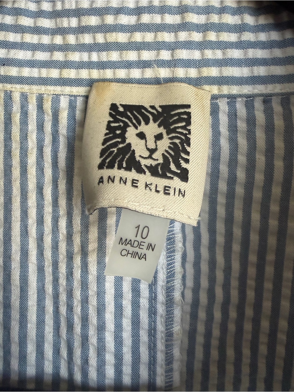 Anne Klein Light Blue and White Sleeveless Midi Shirt Dress - Picture 4 of 4